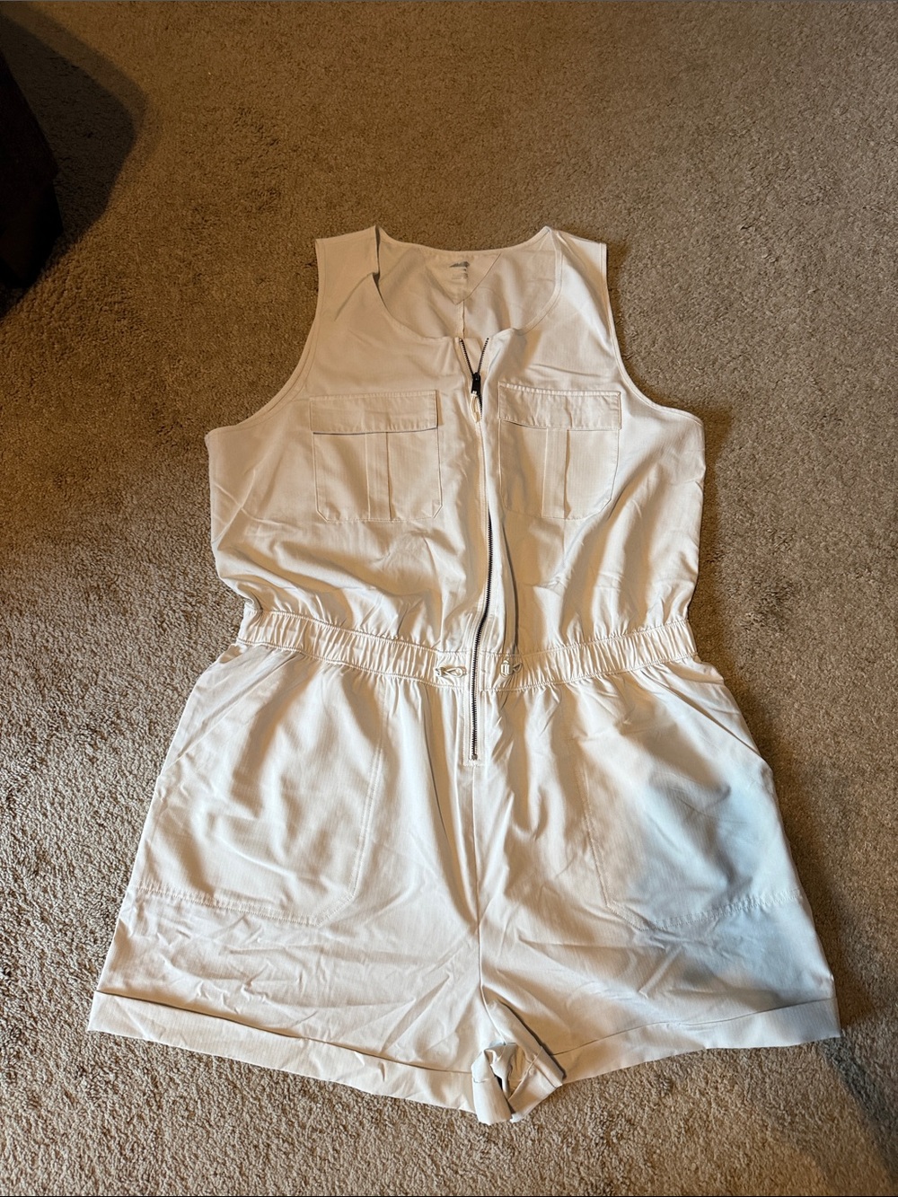 Avia Light Cream Athletic Shorts Jumpsuit